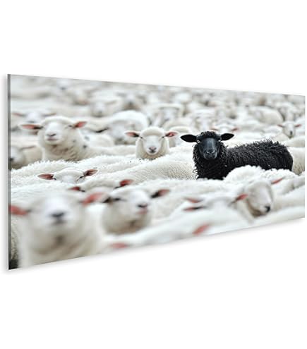 Schwarzes Schaf Leinwandbild 20x30cm - Witzige Wanddekoration Für Wohnzimmer & Büro