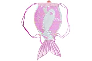 YAAVAAW Magischer Meerjungfrau Pailletten Rucksack,Reversibler Glitzer Niedlich Turnbeutel Sport & Tanz Rucksack mit Kordelzug Turnbeutel Verspielt Funkelnde Tanztasche für Mädchen Teens Damen