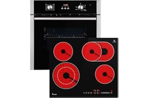 KKT KOLBE Juego de cocina | 60cm Horno electrico empotrable BO8805SS | 59cm Placa vitrocermica CH5901RL | Parrilla | Aire caliente | Temporizador automático | SET8805CH59RL