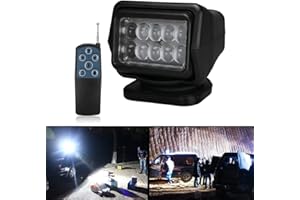 LITTOU MARCHFA KOLOME LED Searchlight Work Light with Magnetic Base – CREE Chip Radio Remote Control Weatherproof 360 Degree Rotatable for Offroad Hunting Boat Garden 50 W DC 12 V