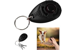 Powersell srls Clicker per Cani con Portachiavi, Addestramento e Formazione, Dog Training - Cane, Gatto, Cavallo – Impugnatura Facile, Addestra ad Un Comportamento Corretto (Nero)