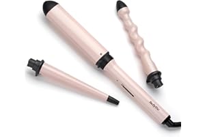 BaByliss Curl and Wave Trio Styler, Multi-Styler, Hair Waver, Beachy Waves, Loose Waves, 3 in 1 Curling Wand, Pink