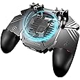 Ozkak Mobile Game Controller Universal Phone Triggers One-piece Gamepad Clutch Grip Joystick 6 fingers L1R1 for Smartphone width from 7 to 9.5 CM (With fan)