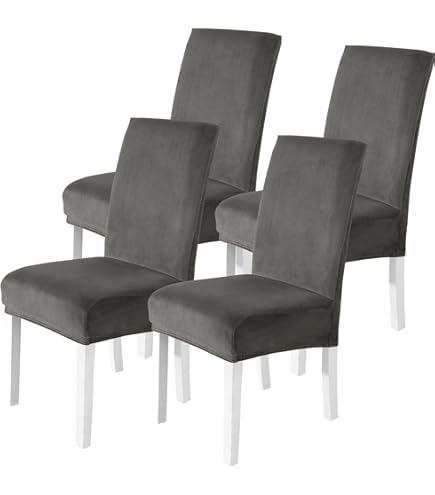 SCHEFFLER-HOME Set Di 6 Coprisedie Elastici Grigi Per Sedie Con Schienale Alto - Stretch Con Banda Elastica - 4