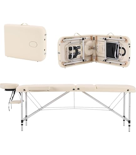 QUIRUMED Aluminium Folding Massage Table, 186 X 66 Cm, Upholstery 14 Cm, Leatherette, Colour Purple, Height Adjustable, Foldable Backrest, Lightweight, Up To 150 Kg