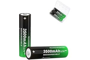AUKIDO 3.7 Volt Rechargeable Battery, 2 Pack 3500Mah NiMH Battery High Power Lasting Long for Headlamp, LED Flashlight, Solar Light, Electronic Devices etc ZA