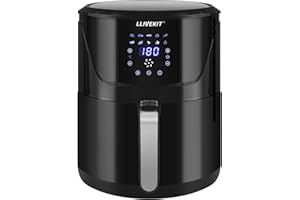‎LLIVEKIT LLIVEKIT Heißluftfritteuse XXXL mit 7 Liter in Schwarz, Heissluft Fritteusen Air Fryer mit Digitalem LED-Touchscreen, 10 Programmen, Timer & Warmhalten, Fritteuse mit Rezeptbuch, ohne Öl, 1800W