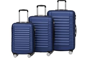 TRVLMORE Koffer & Trolleys - Koffer Set - Kofferset 3 Teilig Hartschale, Gepäck-Sets, Hartschalenkoffer Set, Reisekoffer Set, Koffer Set 3 Stück, Handgepäck Koffer 55x40x20cm Luggage, Blau