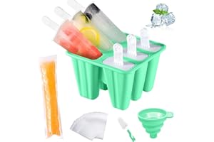 AmzKoi Moule à Glace, Moulle a Glace en Silicone sans PBA, Ice Pop Mold avec Pinceau de Nettoyage et Entonnoir de Pliage, Moule a Glace pour la Préparation de Popsicles Crèmes Glacées Sorbets (Vert)