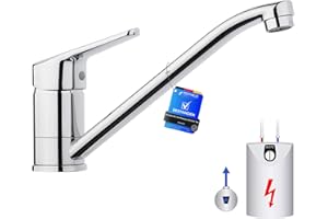 Ibergrif Niederdruck Armatur Küche aus Messing, 360 ° Drehbare Wasserhahn Küche, Leicht zu zerlegen und zu waschen, Spültischarmatur für Boiler, Untertischgeräte, Chrom, Silber