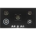 Bosch Built in Gas Hob Black Tempered glass Glass 5 Burner Auto Ignition 90 cm True Brass 2D Ring Burners with Glossy Black Heat Shields & Enameld pan supports (PNV9B6F10I)