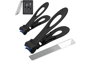 HIQIKU Edelstah Nagelknipser Set - 15mm Nagelzwicker Wide - Nagelknipser für Senioren Breiter Öffnung - Nagelknipser für Dicke Nägel - zehennagelknipser groß - Nail clipper Set mit Nagelfeile