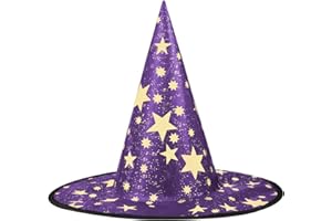 KINBOM Chapeau de Sorcière Enfant, 38x36cm Étoile Chapeau de Sorcière d'halloween Costume & Cosplay Chapeau de Sorcière Pliable Cour Décoration pour Enfants Déguisement de Festival