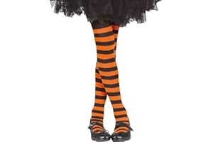 FIESTAS GUIRCA Calze Collant a Righe per Halloween, Carnevale, Colore Nero e Arancione