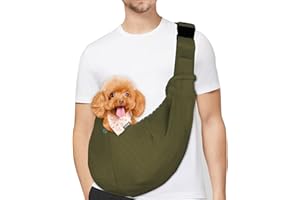 PETLOFT Reversibile Borsa Trasportino Zaino, Borsa da Trasporto per Cani Piccoli, Adjustable Borsa a Tracolla, Cross-Body Pet Sling Carrier con Gancio per Collare per Cane/Gatto Fino a 4.99kg