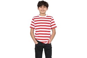 Grunge Wear® Children’s Kids Unisex Striped T-Shirt - Boys Girls Crew Neck Short Sleeve Stripes School Book Week Casual Summer Cotton Tee Top Age 5-13 Years
