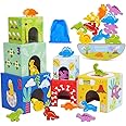 Lotvic Toddler Dinosaur Sorting and Stacking Toys, 2 Modes Dinosaur Stacking Toys, Number Nesting Boxes with Dinosaur Patterns, Preschool Learning Toys Gifts for 1 2 3 Year Olds Babies Kids Girls Boys