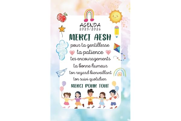 Cadeau AESH: Agenda Semainier Personnalisé D'école fin d’année remerciement