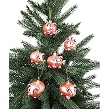 Buri 6er-Set Glas-Weihnachtsbaumschmuck Ferkel 7cm Christbaumkugeln Anhänger Deko