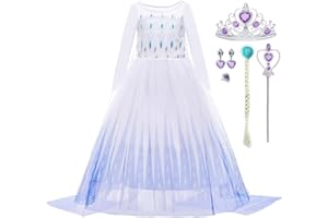 LiUiMiY Elsa Kostium Księżniczki dla Dziewczyny Sukienka z akcesoriami na Boże Narodzenie Karnawał Party Biały