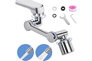 Figarge Bad Wasserhahn Aufsatz Drehbarer Wasserhahn Aufsatz Verlängerung 1440 Schwenkbarer Multifunktionaler Verlängerungshahn Rotierender Wasserhahn Faucet Extender mit Adapter für Bad und Küche