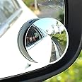 Granthi Enterprise HD Glass Frameless Round Convex Rear View Blind Spot Parking Mirror | Wide Angle HD Glass Rear View Blind Spot Mirror For Cars (Pack of 2)