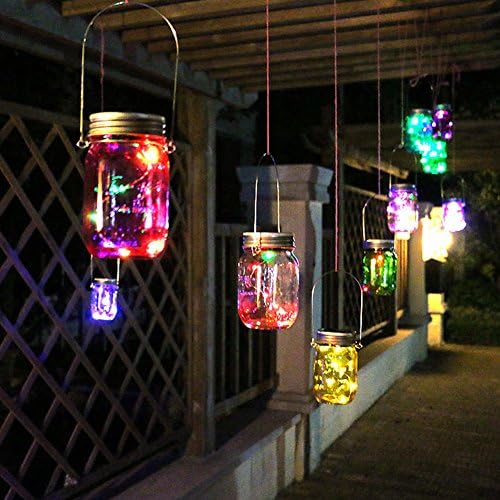 3 Pieces Solar Mason Jar Lights, LOVELIFE STORE Color Changing Mason Jar with Waterproof Jar Lid, Built-in LED String Light and Battery, Outdoor Garden Decorative Lights for Tree Pathway Wedding Party