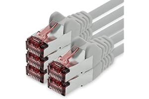 1CONN Câble de réseau Cat6 0,5m Gris - 5 x Patch Cable LAN Cat 6 LAN Network Cable Sftp Pimf Lszh Copper 1000 Mbit s