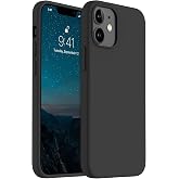 URUCHI iPhone 12 Mini ile Uyumlu Kılıf, İ&ccedil;i Kadife Kaplamalı İnce Sıvı Silikon Tam Koruma Yumuşak Jel Silikon Kapak, Siyah
