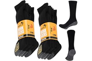 CTL COMFORT WITH QUALITY CTL® 10 Pairs Men's Big Foot Work Socks UK Size 11-14 Pack of Long Boot Full Cushion Force Performance With Reinforced Heel & Toe For All Seasons., Black