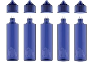 Chubby Gorilla LDPE Plastikowe butelki 60 ml, puste butelki wielokrotnego użytku na ciecze, oleje i e-płyny w 5 opakowaniu, NIEBIESKI, 60ml