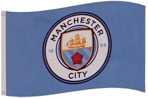 Manchester City FC oficjalny prezent piłkarski 1,5 x 0,9 m herb flaga ciała