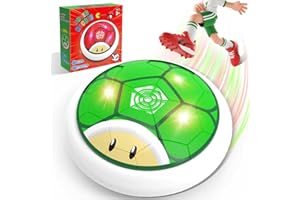 POPERFUN Air Power Fußball mit LED, Indoor Outdoor Hover Fußball Spielzeug für Jungen und Mädchen 3-12 Jahren, Schwebender Fussball Geburtstags Grün