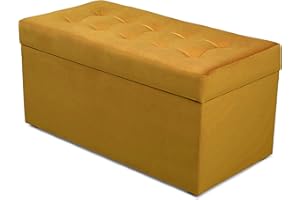 MG Design Pouf contenitore imbottito 45 × 90 cm Arancione – capacità ca. 100 L, fino a 300 kg, superficie morbida con leggero riflesso, struttura in legno massiccio, già montato e facile da pulire