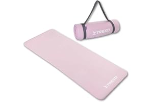 ‎TREXO TREXO NBR Übungsmatte in Hellrosa 183 x 61 cm Material von außergewöhnlicher Haltbarkeit und Flexibilität 15 mm Dicke mit rutschfester Textur Komplett mit Trageriemen Ideal für das Fitnesstraining