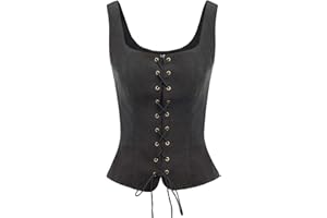 SCARLET DARKNESS Mujer Chaleco Vintage Slim Fit sin Mangas con Cordones Ajustables