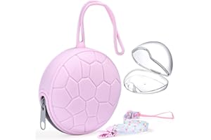LEYOSON Orzbow Silikon Schnullerbox,BPA-Freiem Schnullertasche mit Schnullerkette und Schnulleraufbewahrung Box für 2 Schnullern,Schnullerhalter für Reisen und Zuhause (Rosa)