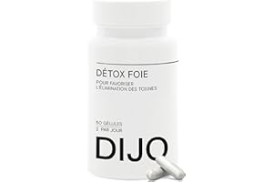 DIJO - Detox Foie - Draineur et Elimination de Toxines - Extrait de Chardon Marie, Romarin, Desmodium et Chrysantellum - 50 Gélules Gastro-Résistantes - Végan - Fabriqué en France