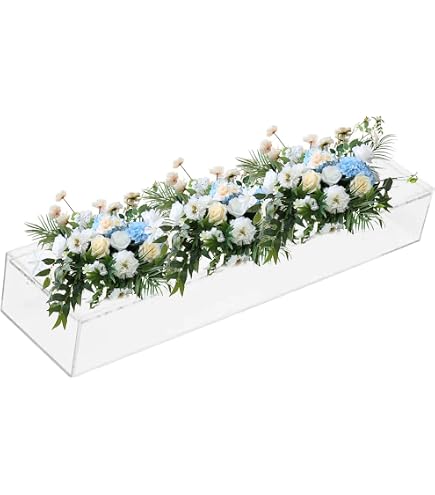 Olrla Set di 2 vasi per fiori in acrilico trasparente in plastica infrangibile per composizioni floreali, centrotavola, fai da te (40x10 and 40x12cm