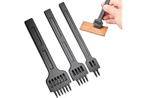 BSSOWE DIY Leder Locher, 3 Stück Leder Bastelzahn Stanzwerkzeug, Locher Stanzen Werkzeug, Leder Locher Werkzeuge, Leder Handwerk Zahn Stanzwerkzeug für Gürtel, Leder, Armband, Karte, Lederarbeiten(5MM)