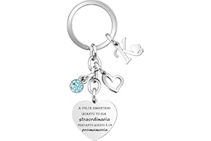 Krifton Regalo iniziale ispiratore del portachiavi,Argento Cuore Pendente ciondolo 26 Lettera A-Z Portachiavi Per Figlia Figlio Sorelle Amici Mamma promemoria Accessori