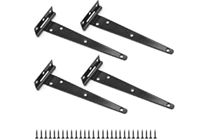 ZOZOMAIY D-Orange 4 Piezas Bisagra en Forma de T 8 Pulgadas Bisagra en T Negra Bisagras Puertas Madera con 28 Tornillos para Puerta de Granero, Cobertizo, Jardín, 200mm