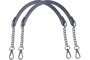 BEAULEGAN Handbag Chain Handles - Microfiber Leather - 60 cm Replacement Strap for Women Bag/Purse, Pack of 2 (Black/Gunmetal)