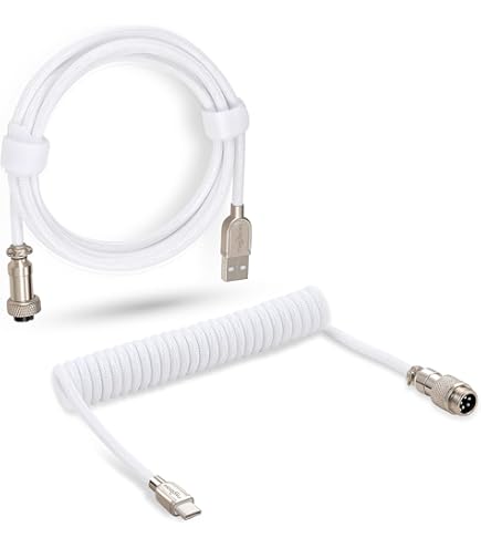 ATTACK SHARK C03 Cavo A Spirale USB C Per Tastiera Gaming - Rosa - Tipo C A USB A, Intrecciato, Staccabile Con Connettori Placcati Oro