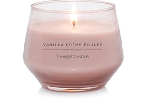 Yankee Candle Studio Candele media profumate | Vanilla Crème Brulee| Lunga durata: 35-50 ore| Elegante design in vetro con cera beige| Regalo per le donne, regali per le mamme, regali di nozze