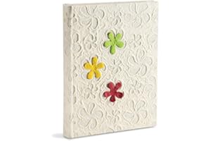 Mareli Album Foto 20x25 in Carta Natura Bianca con Rilievo Fiori e Applicazione Fiori