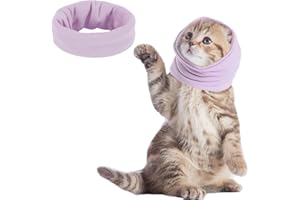 EASY JOY Pattepoint Snood per Piccolo Cani e Gatto per Toelettatura, Scaldacollo e Orecchie, Protezione per le Orecchie per Alleviare l'ansia e Calmante, Felpa con Cappuccio, Viola S