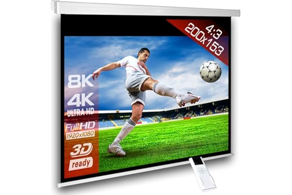 SlenderLine Écran de Projection motorisé 200 x 165 (194 x 145) cm 4:3 - Longueur du boîtier 230 cm/avec télécommande/HDTV / 3D / 4K / Écran de Projection pour Home cinéma & présentations