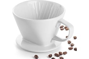 DOWAN Kraplacz do kawy, nieelektryczny ekspres do kawy, porcelanowe akcesoria do powolnego parzenia do domu, kawiarni, restauracji, łatwy ręczny zaparzacz do parzenia, biały