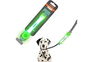 LaRoo Luminous Dog Collar with Nylon Stickers, Universal Luminous Collar Accessories for Leash Harness, Silicone, Waterproof, Flashing for Night and Outdoor Use